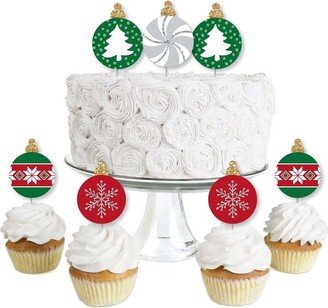 Big Dot of Happiness Ornaments - Dessert Cupcake Toppers - Holiday and Christmas Party Clear Treat Picks - Set of 24