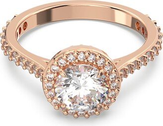 Constella cocktail ring, Round cut, Pavé, White, Rose gold-tone plated