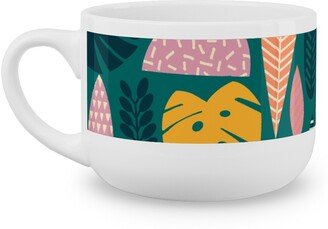 Mugs: Retro Tropical Pattern Latte Mug, White, 25Oz, Multicolor