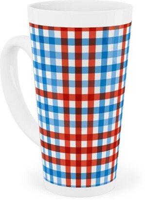 Mugs: Americana Gingham - Multi Tall Latte Mug, 17Oz, Blue