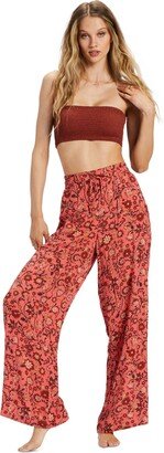 Juniors' Sun Rays Crinkled Tie-Front Pull-On Side-Pocket Pants