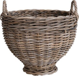 Storied Home Round Woven Rattan Footed Basket Storage, Natural