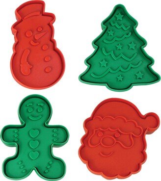 4 Piece Double Sided Christmas Cookie Stamper Set, 2-Inch