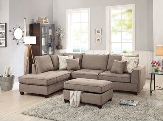 Poundex Bobkona Polyfabric Reversible Chaise Sectional with Storage Ottoman set.