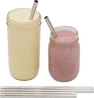 4 Pack Stainless Steel Smoothie Straw For Mason Jars