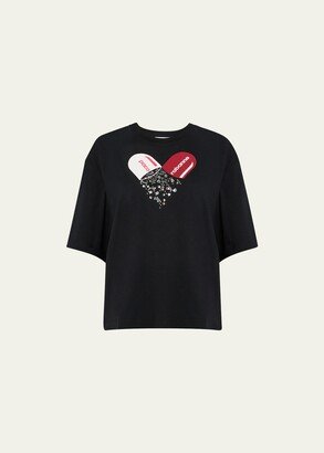 Rabanne Pill-Print Embellished T-Shirt