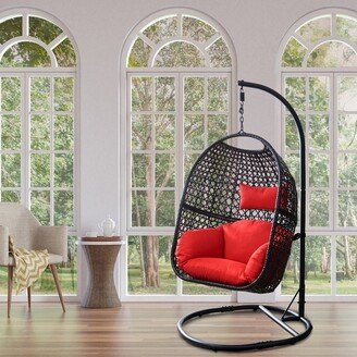 RASOO Premium Wicker Hanging Swing Chair and Stand - Water-Resistant