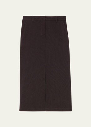 Textured Wool Midi Trouser Skirt-AA