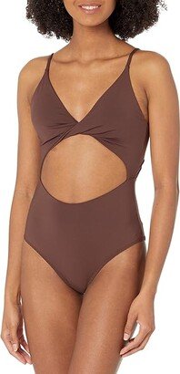 Saltwater Solids Twisted One-Piece (Chocolate) Women's Swimsuits One Piece