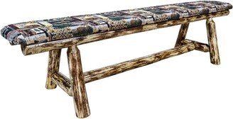 Glacier Country Collection Plank Style Bench with Woodland Upholstery-AA