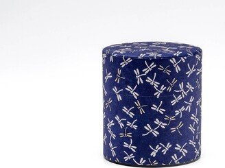 Japanese Chazutsu - 江東堂 Kotodo Blue White Dragonflies Washi Wrapped Metal Tea Canisters 150G