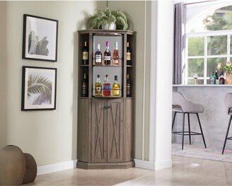 Home Source Jill Zarin Home Corner Bar Cabinet Grey