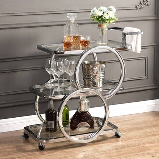 Hausfame Metal Bar Cart Silver Bar Carts for the Home