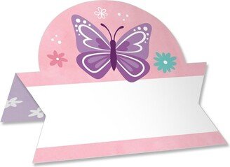 Big Dot of Happiness Beautiful Butterfly - Floral Baby Shower or Birthday Party Tent Buffet Card - Table Setting Name Place Cards - Set of 24