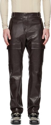 Brown Moto Faux-Leather Cargo Pants