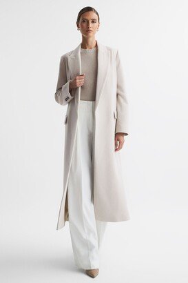 Wool Blend Double Breasted Longline Coat