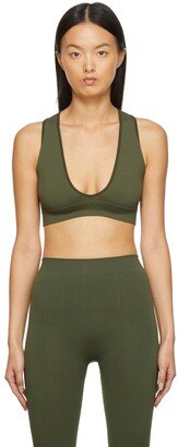 Green Knit V-Neck Bra