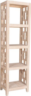 Natural Solid Wood Bookcase Featuring Geometric Design