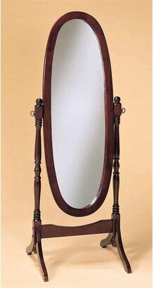 Cherry Finish Oval Cheval Mirror Full Length Solid Wood Floor Mirror - 22.5 x 16 x 59.2 inches