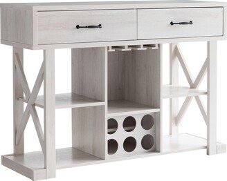 24/7 Shop at Home Caspian Farmhouse 48 in. Wood Multi-Storage 6-Bottle Wine Cabinet with Stemware Rack