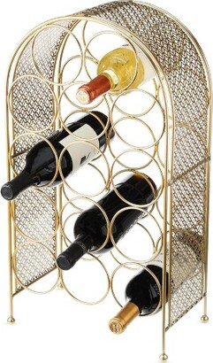 Trellis Wine Rack, Holds 14 Bottles, Gold Countertop Wine Storage, Cast Iron