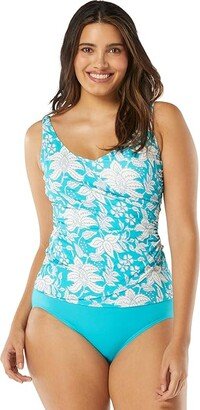 BEACH HOUSE Coastal Botanical Lola Wrap Tankini (Sea Blue) Women's Swimwear