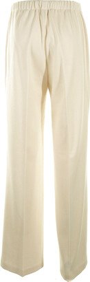 Cream High-waisted Knitted Trousers