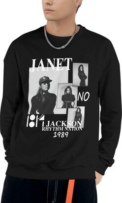 HANDICRAFTSMANN Janet Vintage Jackson Sweatshirt Long Sleeve Round Neck Casual Sweatshirts Funny Graphic Hoodie Top Unisex 3x-Large