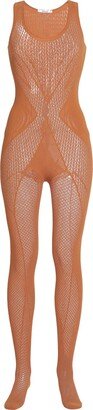 Romance Net Catsuit Lingerie Bodysuit Camel