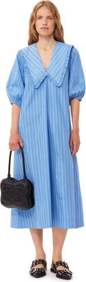 Re-cut Striped Cotton V-Neck Maxi Dress