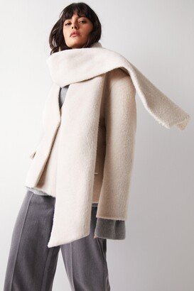 Premium Brushed Wool Blend Scarf Coat