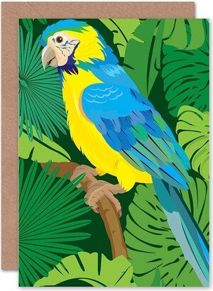 Artery8 Cartoon Parrot Animal Tree Greetings Card Plus Envelope Blank inside