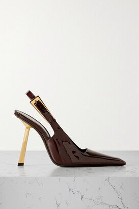 Lee Embellished Patent-leather Slingback Pumps - Burgundy