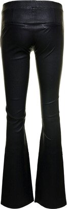 Black 'Izzy' Pants with Branded Button Fastening in Leather Woman