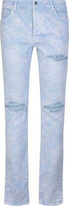 Distressed Skinny-cut Jeans Light Blue