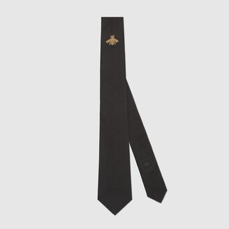 Bee embroidered silk tie