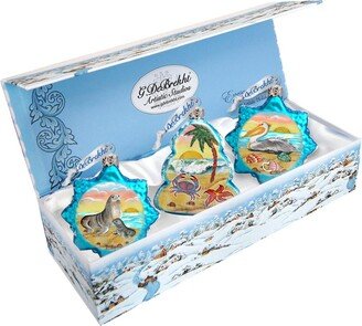 Fun At the Beach Mercury Holiday Ornaments, Set of 3