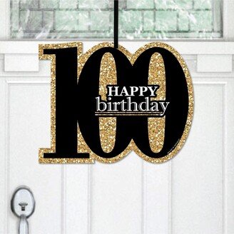 Big Dot Of Happiness Adult 100th Birthday - Gold - Hanging Porch Outdoor Front Door Decor - 1 Pc Sign