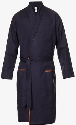 Paul mith Mens Blues tripe-trim Belted Cotton Robe