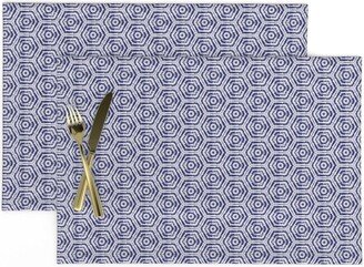Geometric Shibori Placemats | Set Of 2 - Hexagons By Snaphappyscientist Indigo Tie Dye Cloth Spoonflower