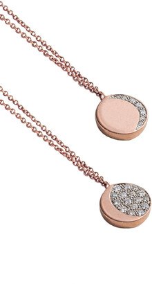 Reversible Diamond Moon Phase Pendant Rose Gold Necklace