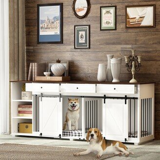 Timechee 86.6” Large Dog Crate Furniture Style Dog Crate Kennel Console Table