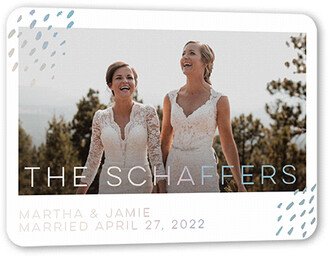 Wedding Announcements: Blissful Confetti Wedding Announcement, Iridescent Foil, White, 5X7, Matte, Personalized Foil Cardstock, Rounded