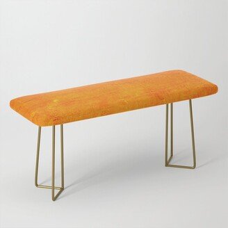 Orange Sunset Textured Acrylic Painting Benches