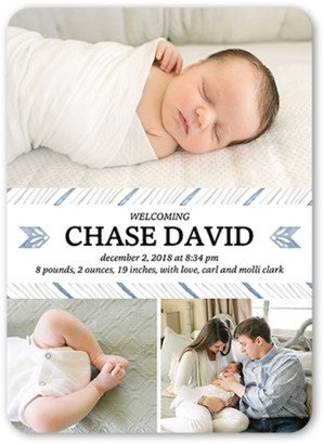 Birth Announcements: Sweetest Arrival Boy Birth Announcement, White, Matte, Signature Smooth Cardstock, Rounded