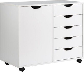 5-Drawer Dresser Chest Mobile Storage Cabinet w/Door, Printer Stand Home Office