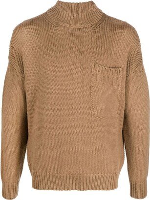 Mock-Neck Knitted Jumper-AA