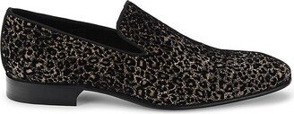 Saks Fifth Avenue Made in Italy Velvet Print Smoking Slippers