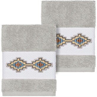 Gianna Embellished Washcloth - Set of 2 - Light Grey