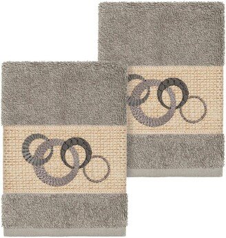 Annabelle Embellished Washcloth - Set of 2 - Dark Grey